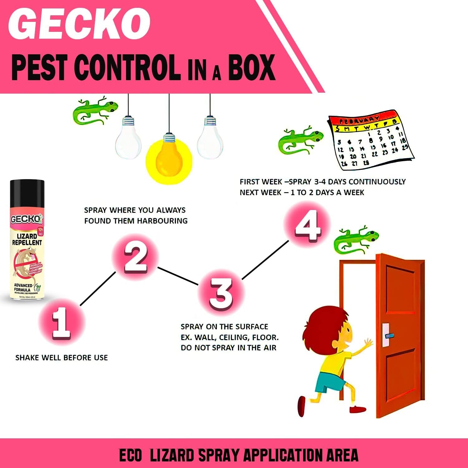 Gecko Lizard Repellent Spray Herbal for Home - 220ml