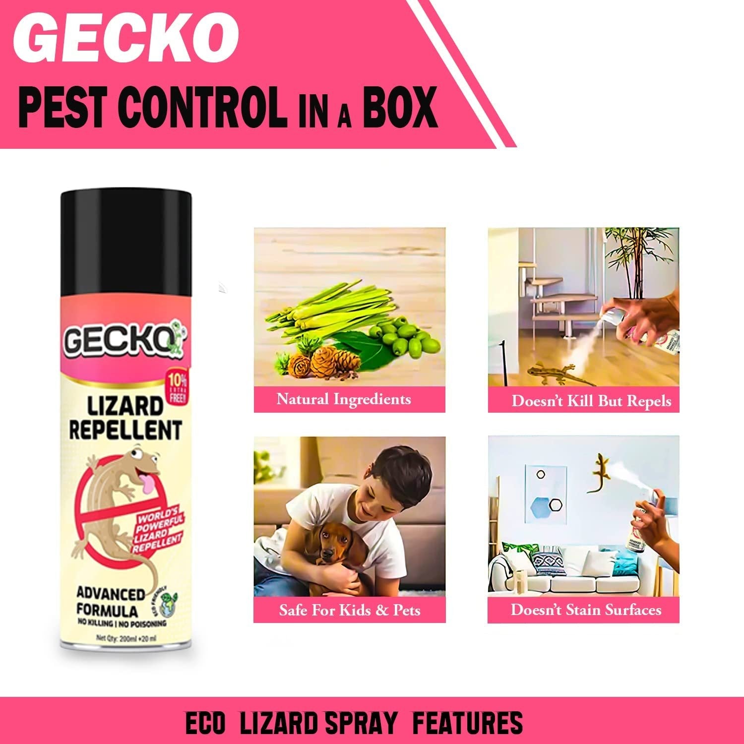 Gecko Lizard Repellent Spray Herbal for Home - 220ml
