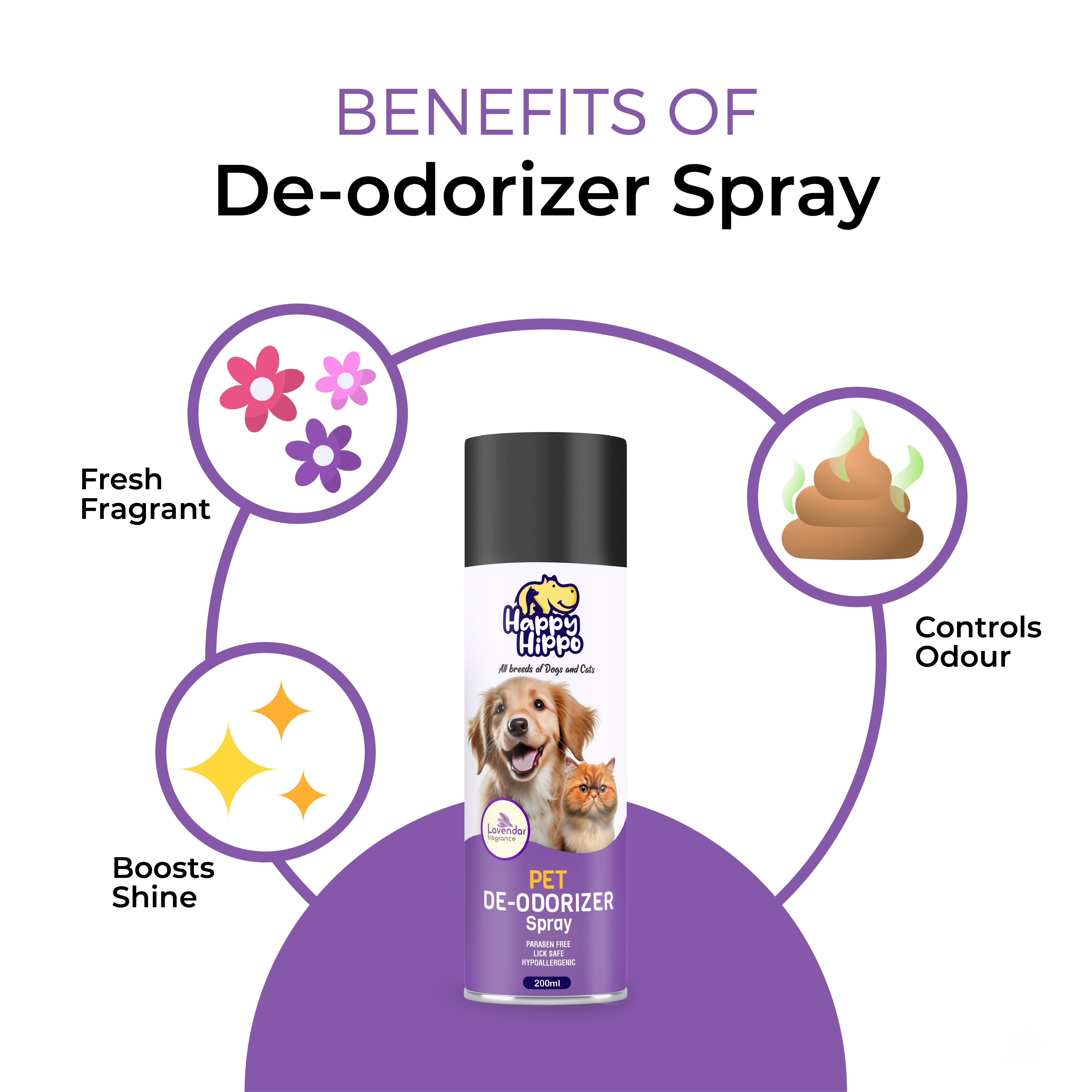 Happy Hippo Pet Waterless Bath Spray (Levender)