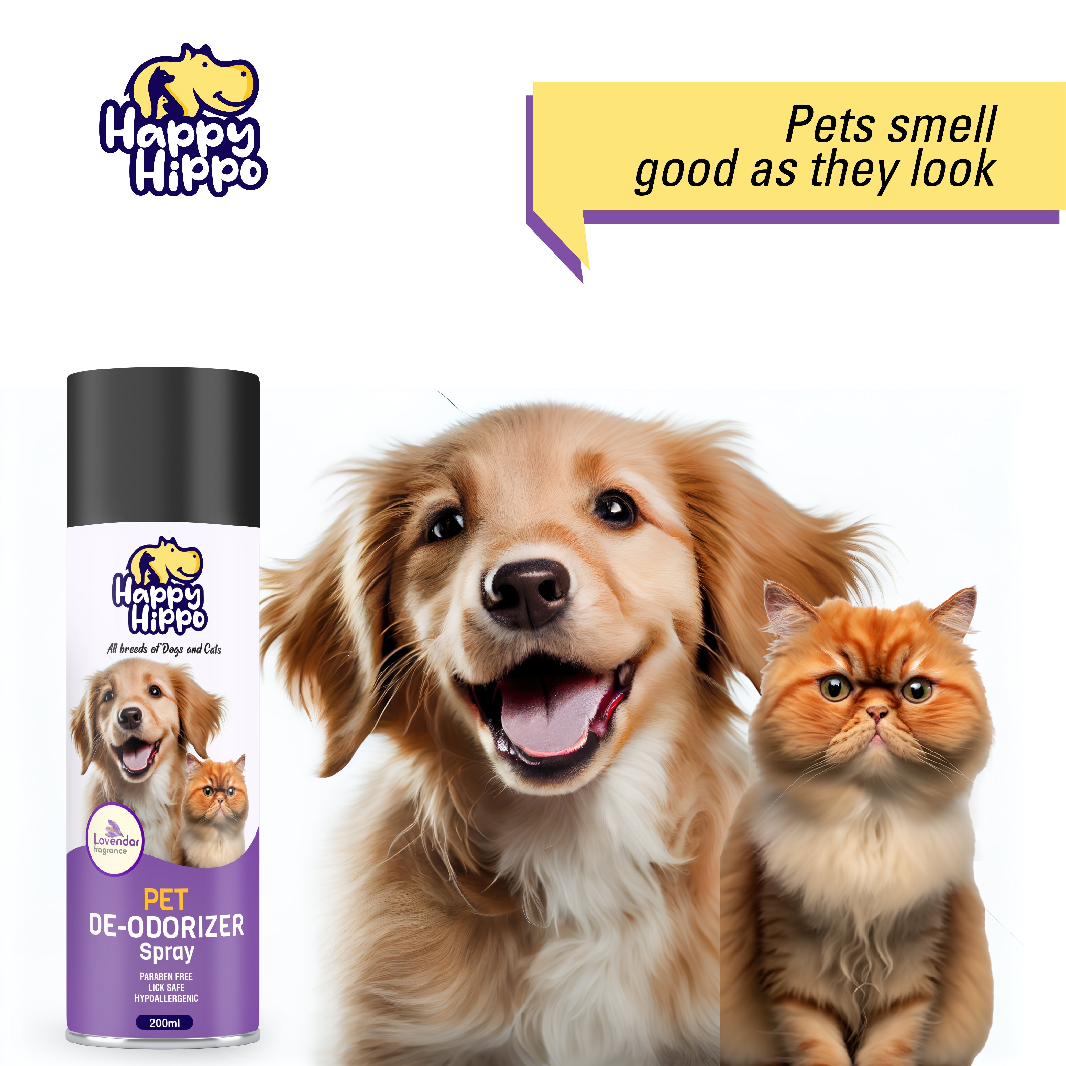 Happy Hippo Pet Waterless Bath Spray (Levender)