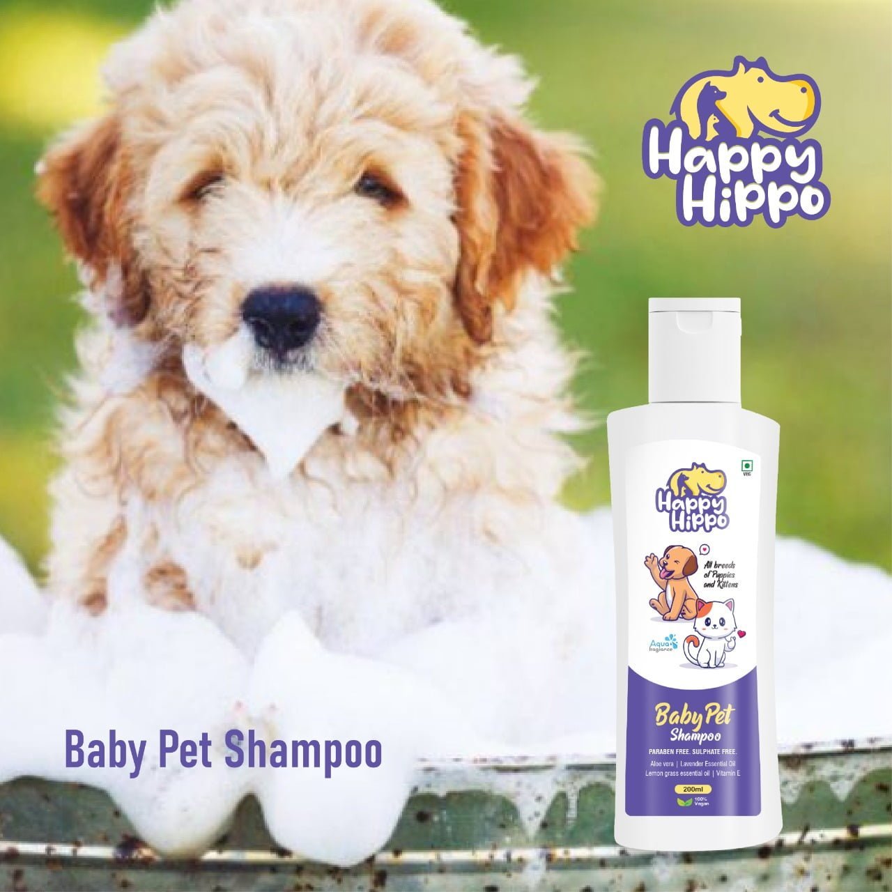 Happy Hippo Baby Pet Shampoo & Conditioner Aqua Fragrance - 200ml