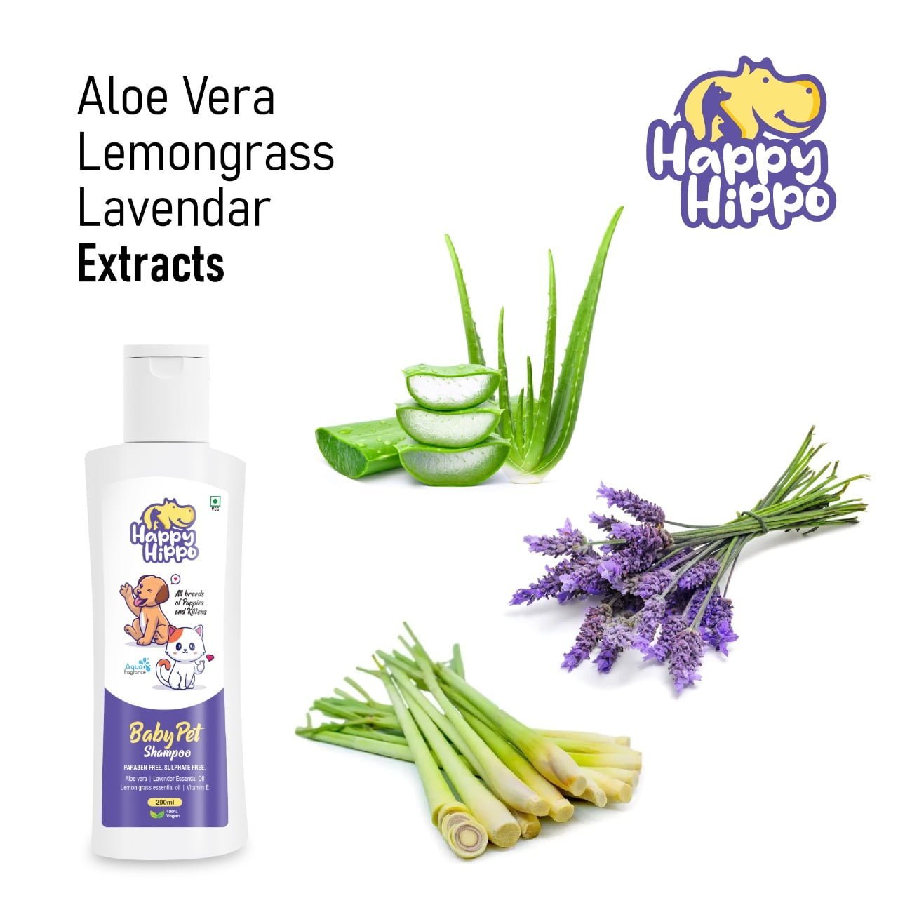 Happy Hippo Baby Pet Shampoo & Conditioner Aqua Fragrance - 200ml