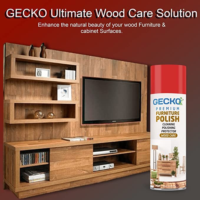GECKO Premium Furniture Polish Spray - 200ml with Microfiber Cloth