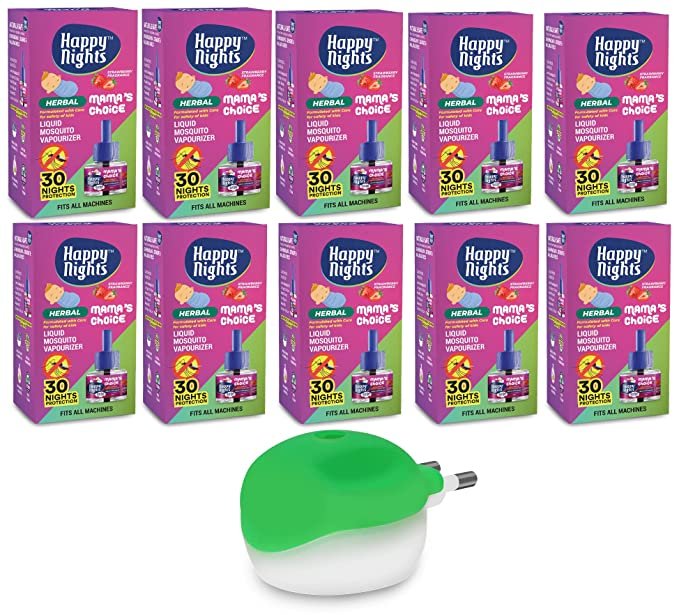 Happy Nights Strawberry Mosquito Repellent Vaporizer (45ml) with Machine