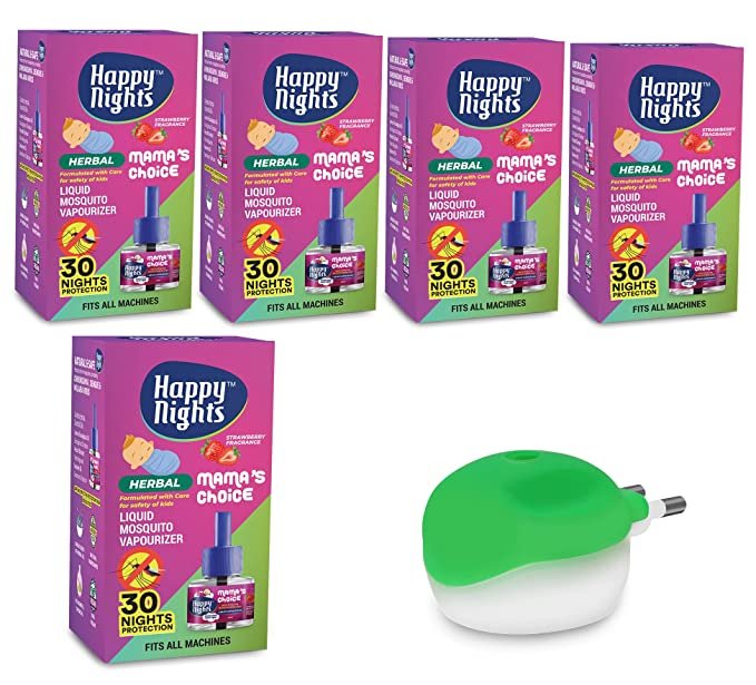 Happy Nights Strawberry Mosquito Repellent Vaporizer (45ml) with Machine