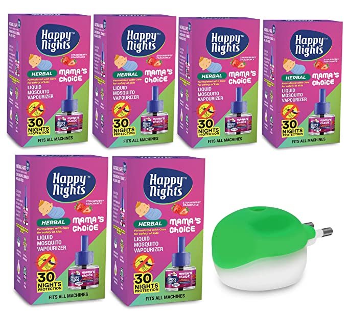 Happy Nights Strawberry Mosquito Repellent Vaporizer (45ml) with Machine