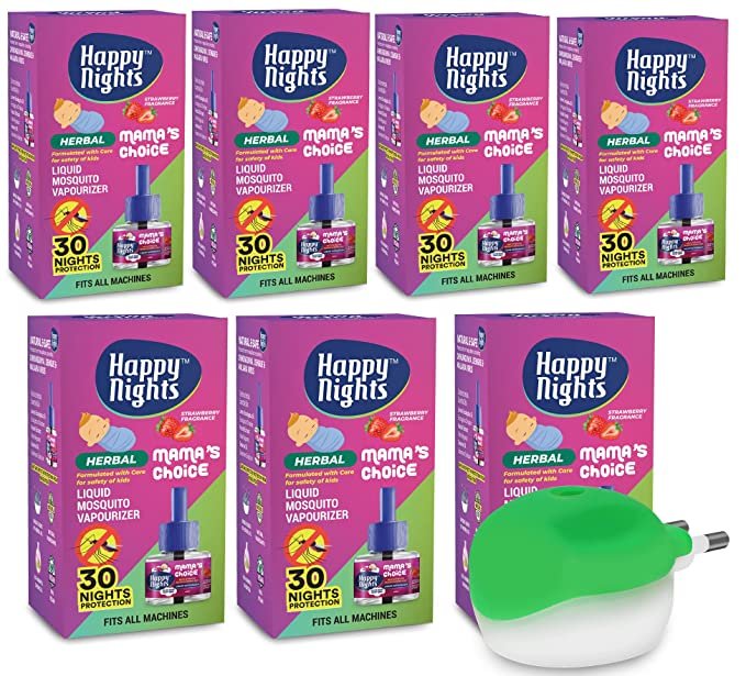 Happy Nights Strawberry Mosquito Repellent Vaporizer (45ml) with Machine
