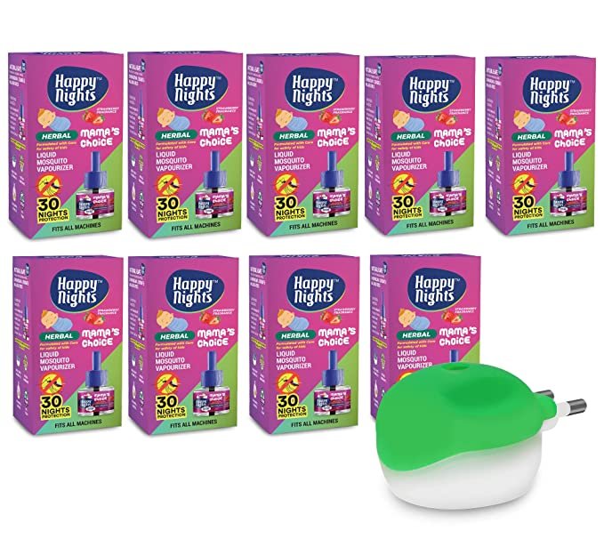 Happy Nights Strawberry Mosquito Repellent Vaporizer (45ml) with Machine