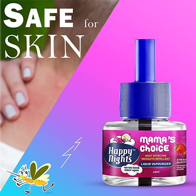 Happy Nights Strawberry Mosquito Repellent Vaporizer (45ml) with Machine
