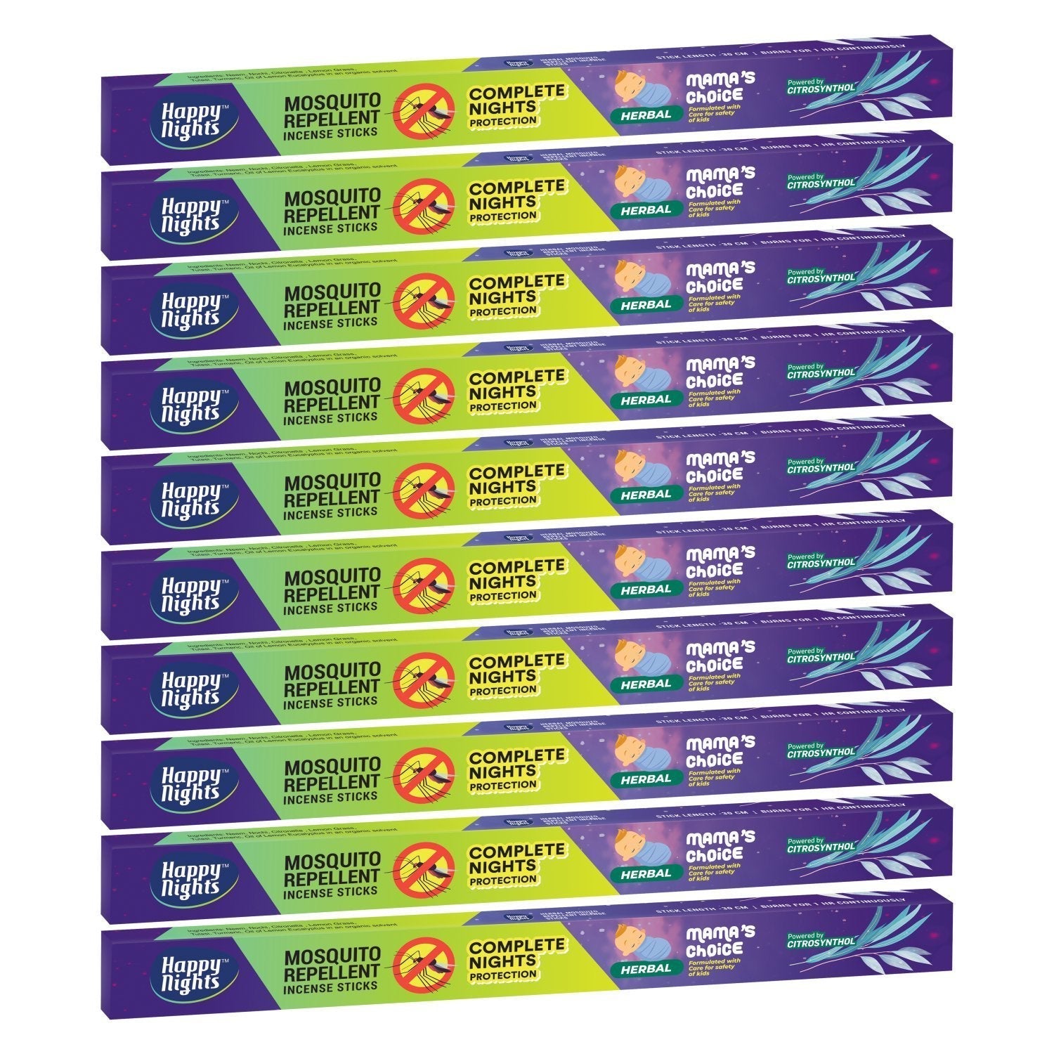 Happy Nights Mosquito Repellent Incense Sticks (50nos.) - Pack of 5 -50 Sticks