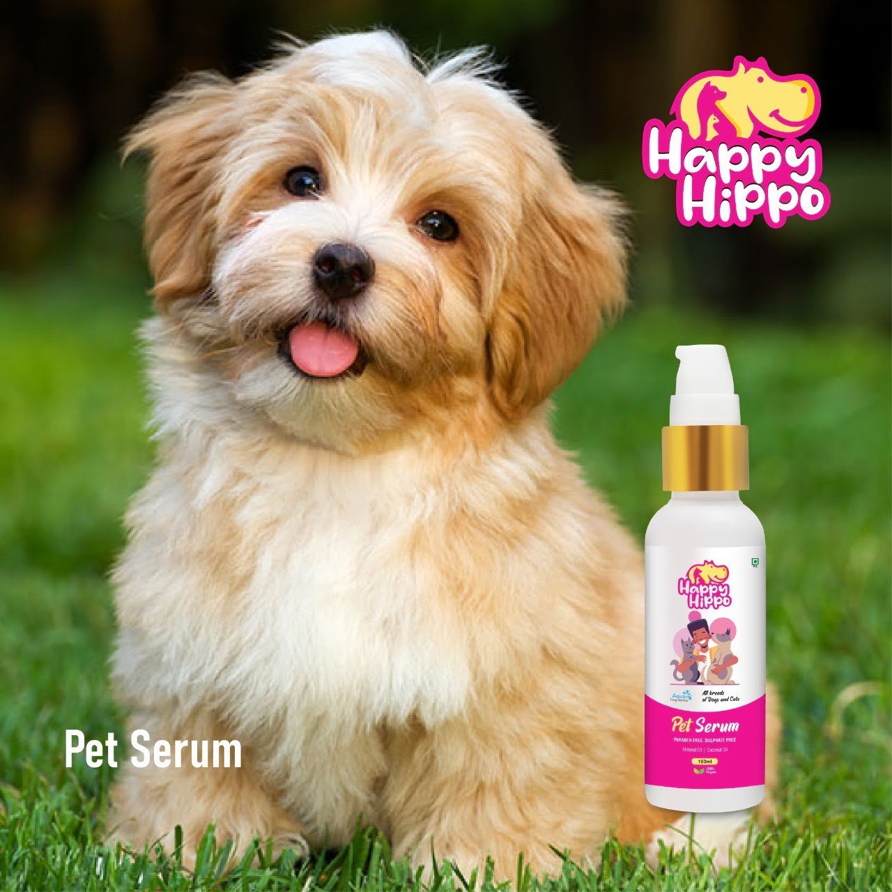 Happy Hippo Pet Serum with almond oil and coconut oil - 100ml