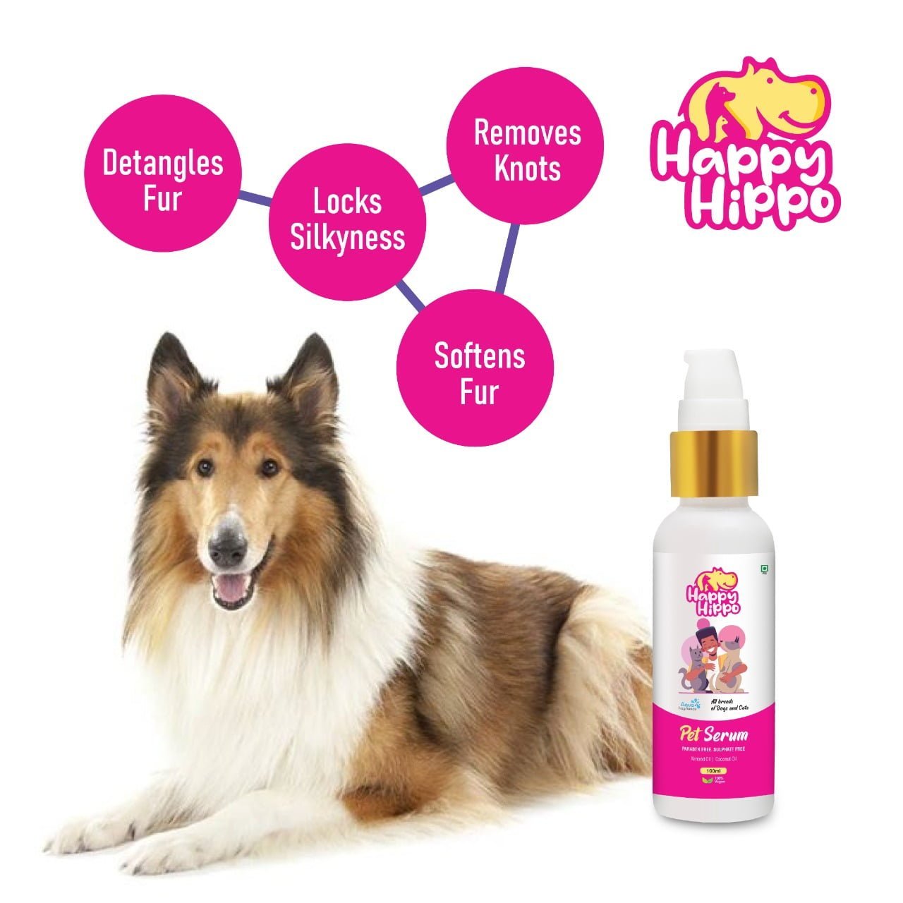 Happy Hippo Pet Serum with almond oil and coconut oil - 100ml
