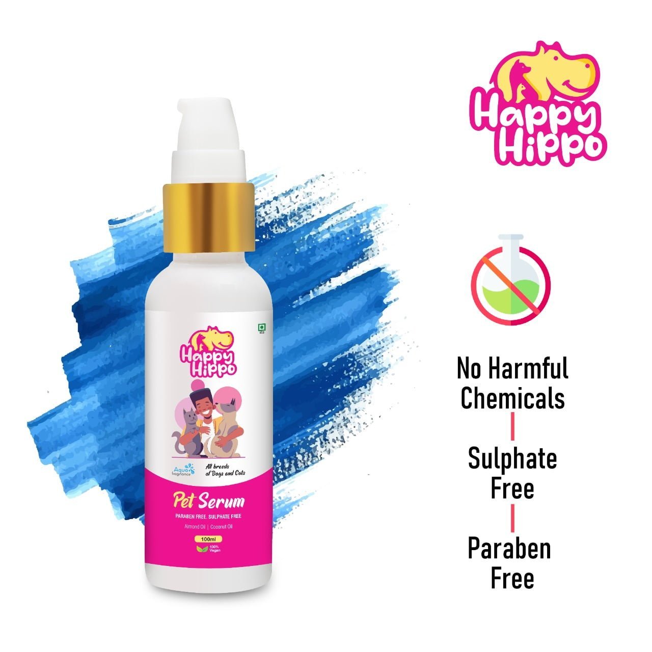 Happy Hippo Combo Pack - Pet Shampoo, Anti tick Shampoo, Dry Shampoo and Conditioner (one each)