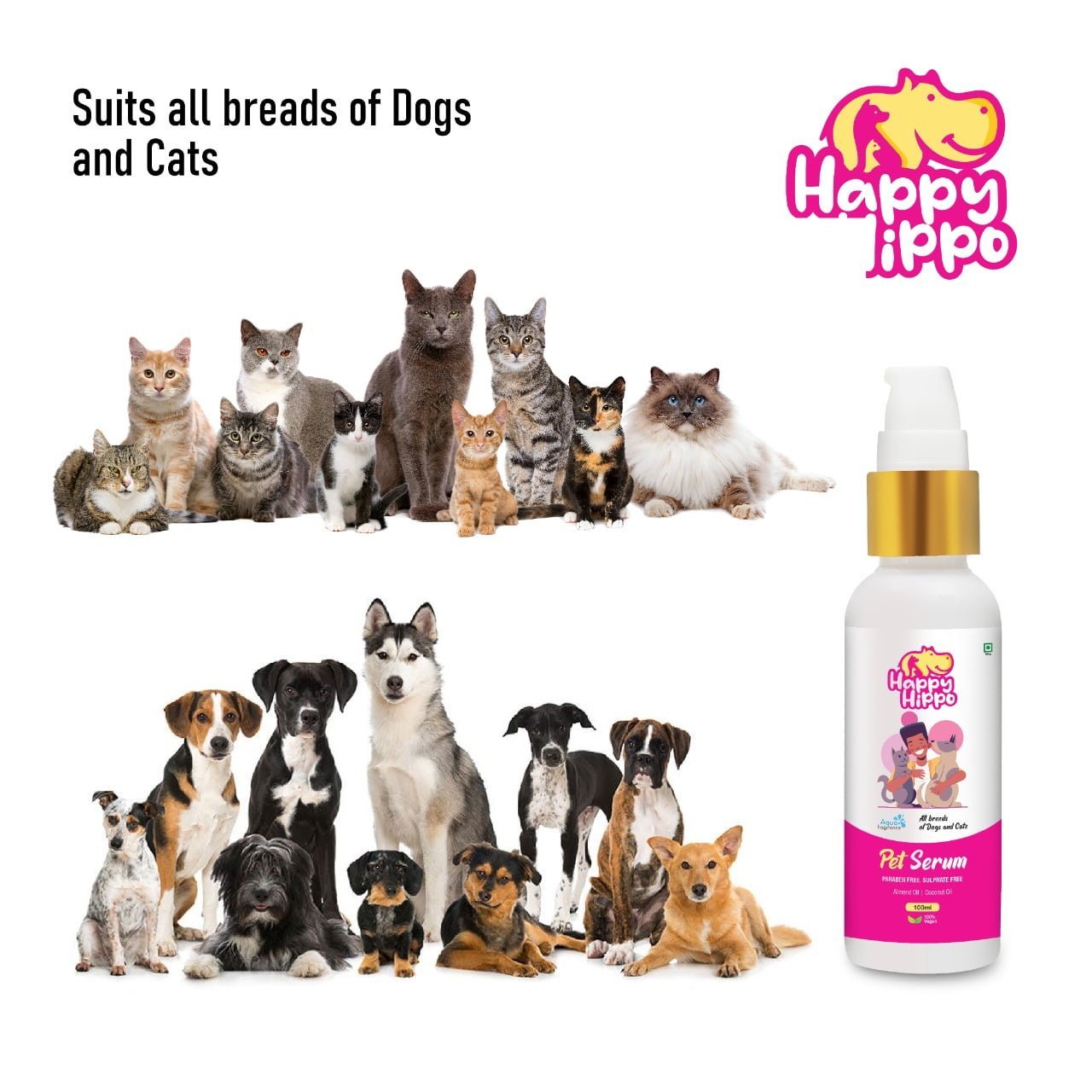 Happy Hippo Pet Serum with almond oil and coconut oil - 100ml