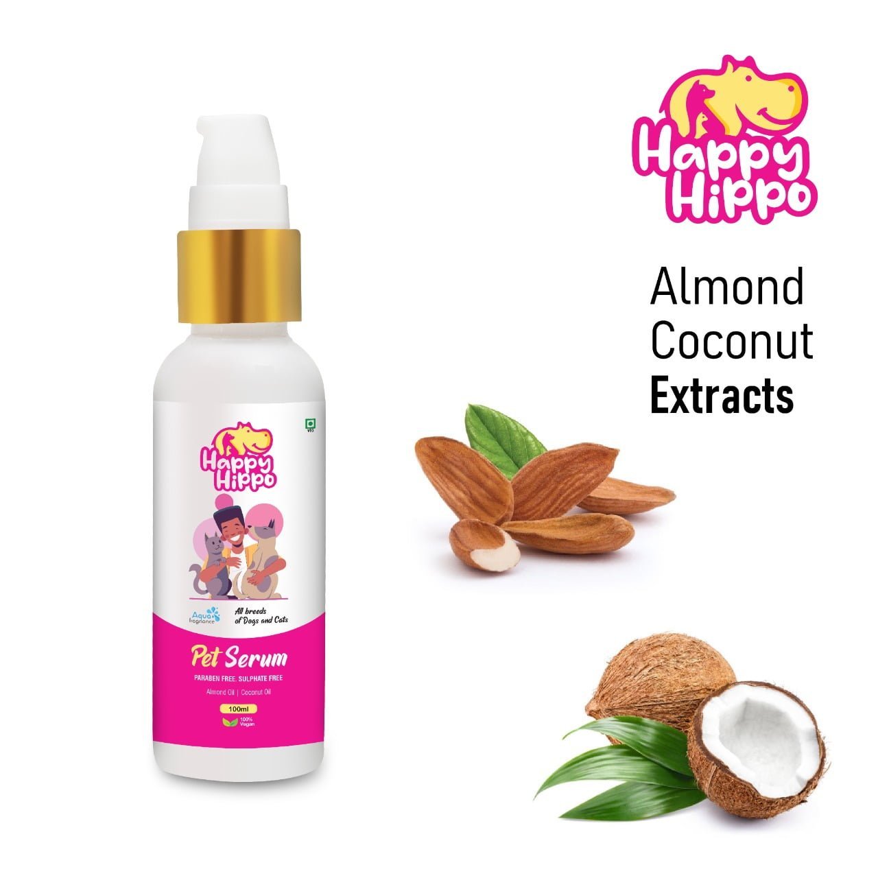 Happy Hippo Pet Serum with almond oil and coconut oil - 100ml