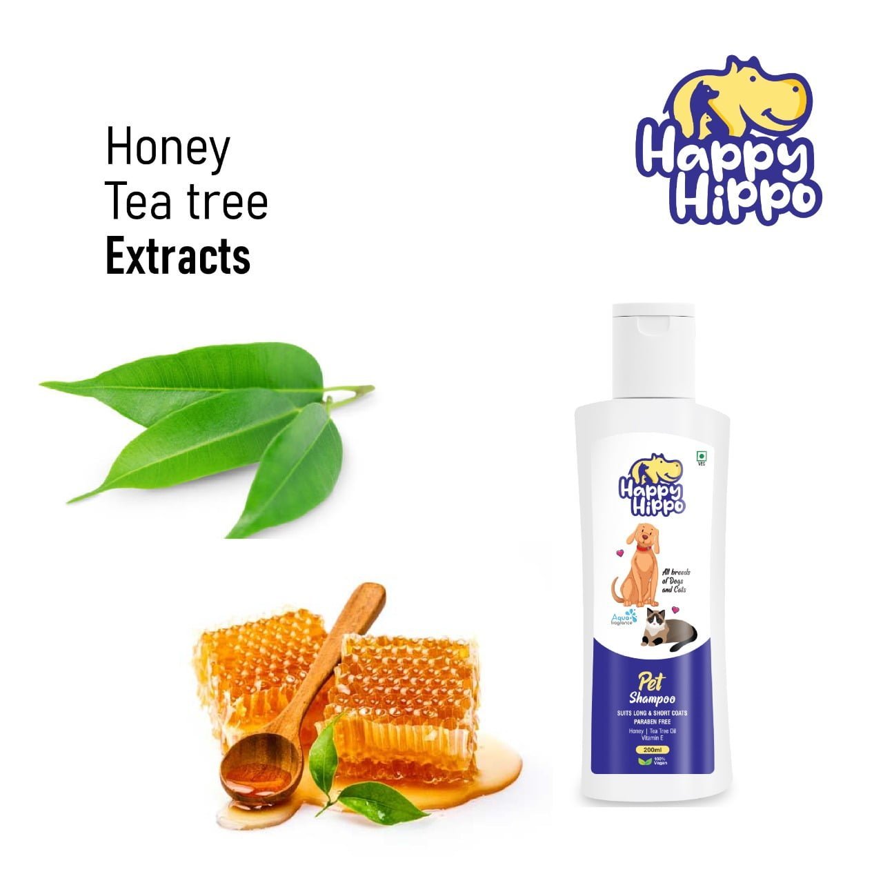 Happy Hippo Pet Shampoo Aqua Fragrance - 200ml