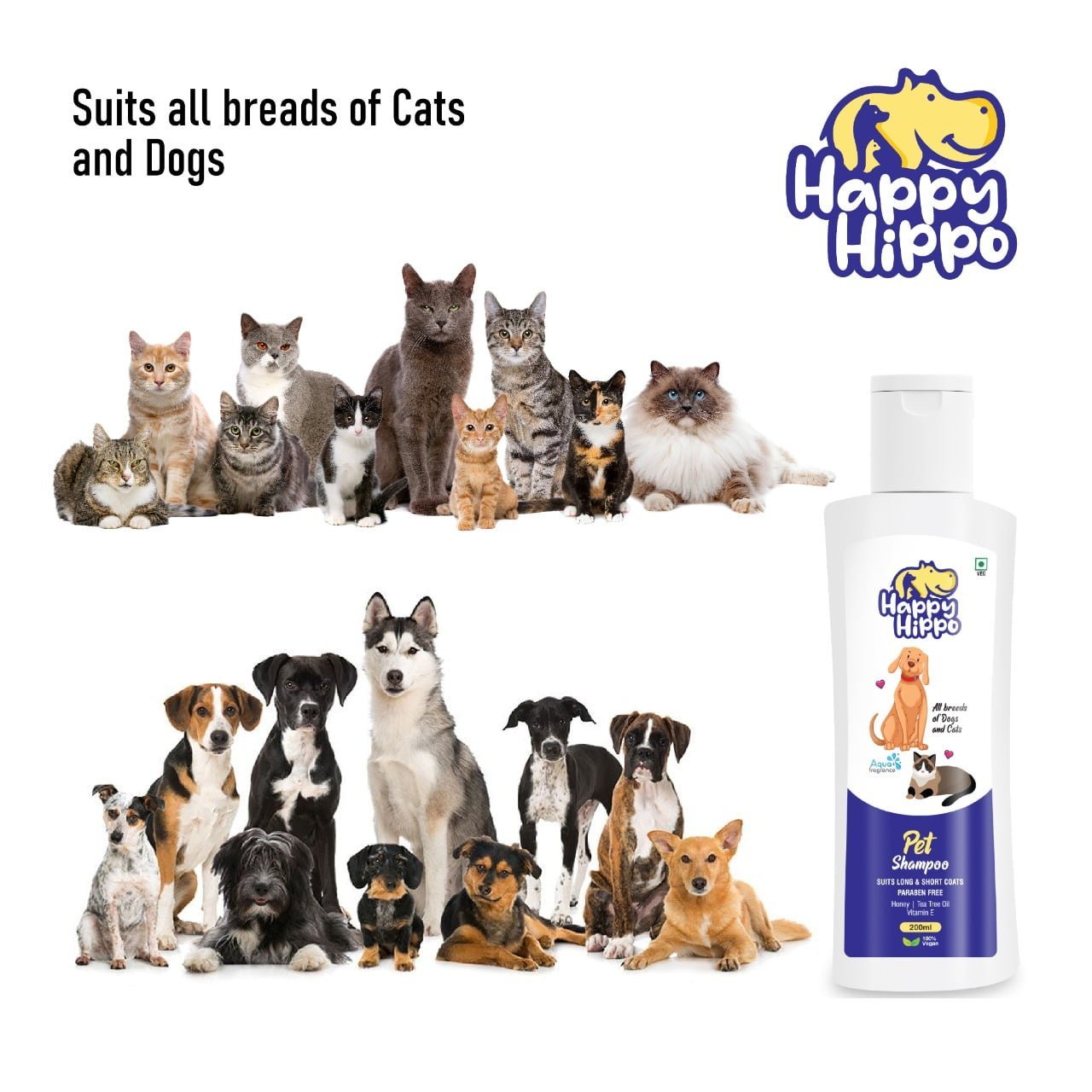 Happy Hippo Pet Shampoo Aqua Fragrance - 200ml