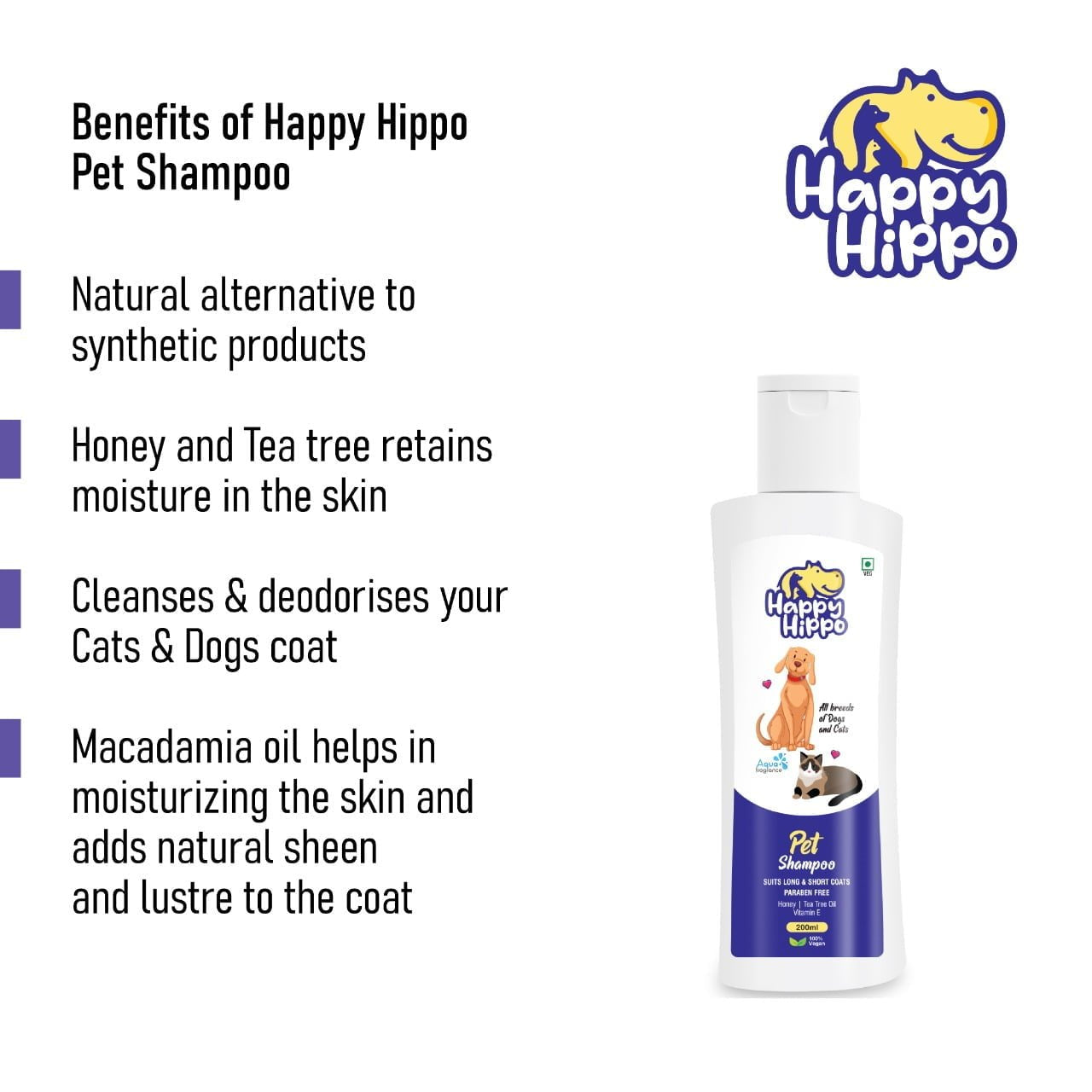 Happy Hippo Pet Shampoo Aqua Fragrance - 200ml
