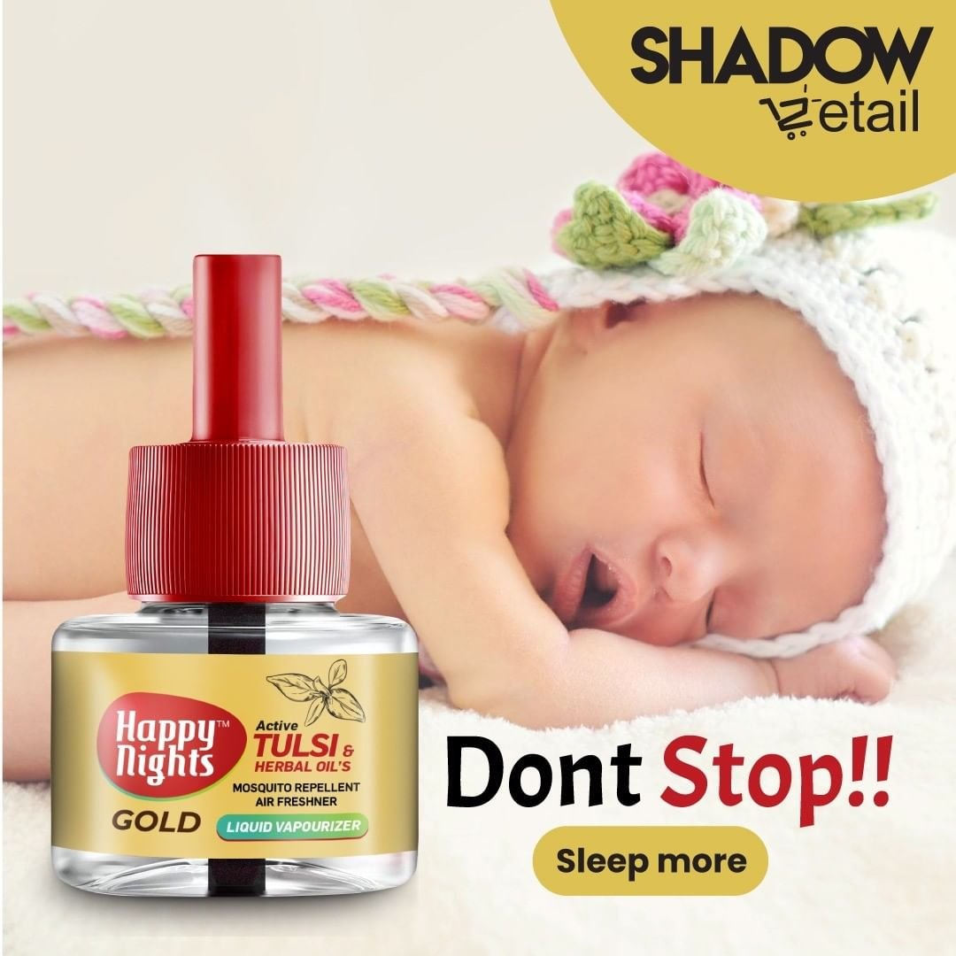 Happy Nights GOLD Tulsi and Herbal Oil Mosquito Liquid Repellent Refill (45ml)