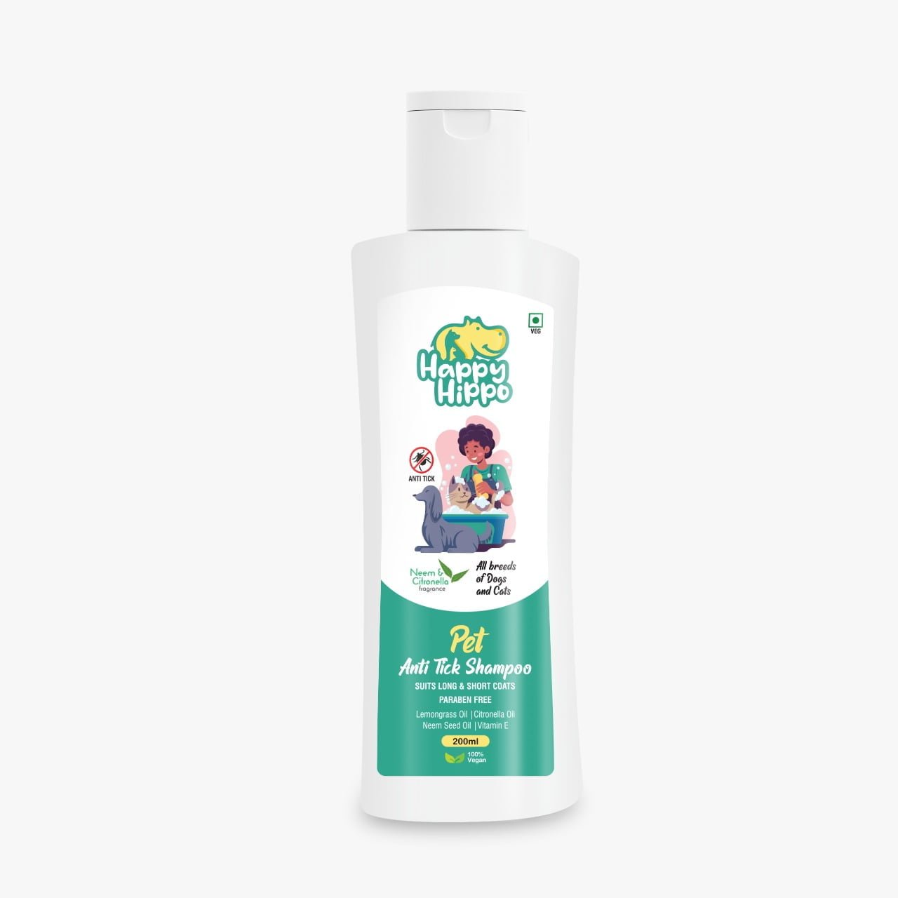 Happy Hippo Anti Tick Pet Shampoo & Conditioner Neem and Citronella - 200ml