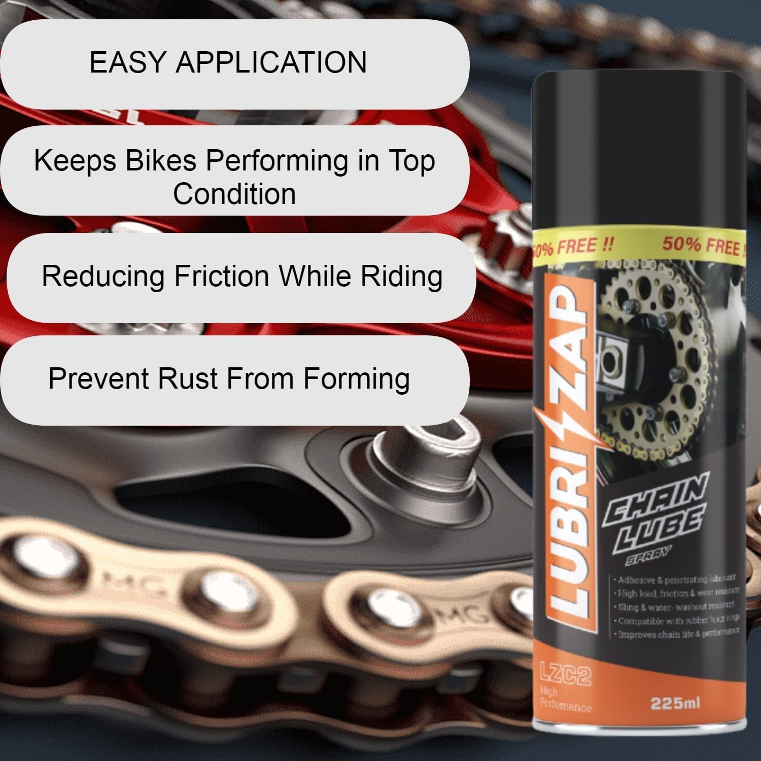 Lubrizap Bike Chain Lubricant Spray - 225ml