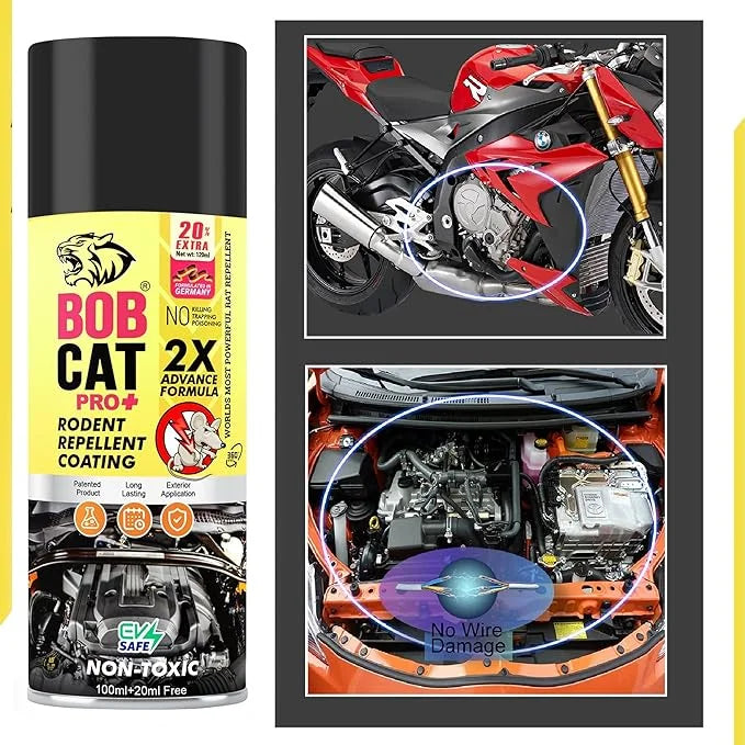 BOB CAT Car Non- Toxic Rat Repellent Spray | 2X Advance Formula  120ml