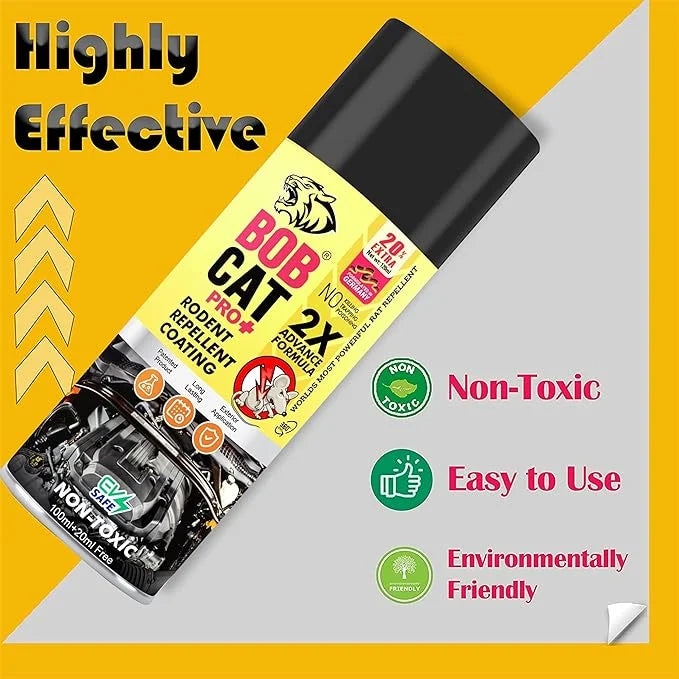 BOB CAT Car Non- Toxic Rat Repellent Spray | 2X Advance Formula  120ml