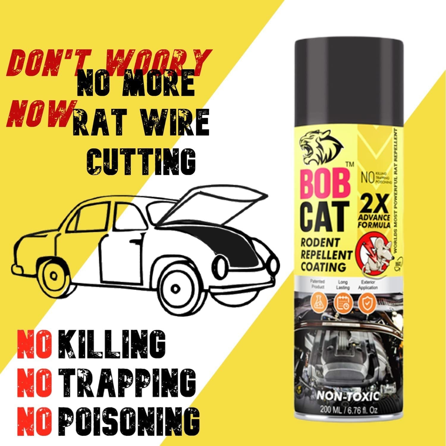 BOB CAT 200ml RAT REPELLENT + GLUE PAD RAT TRAP- PACK OF 10 COMBO OFFER