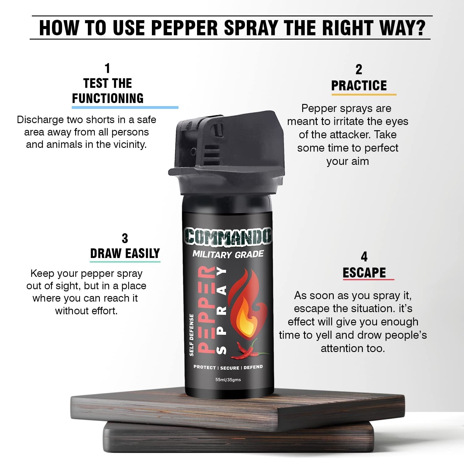 Commando 2X Strong  Flip Type Pepper Spray  - 55ml