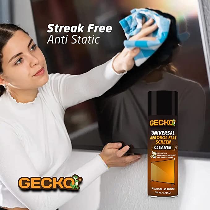 GECKO Flat Screen  -LCD/ LED/ OLED/ Glass Cleaner -200ml with microfiber cloth