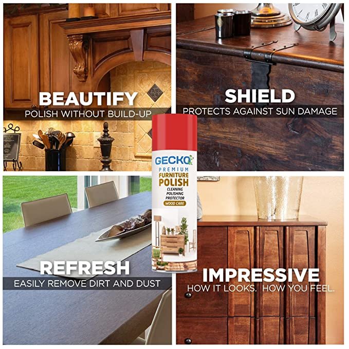 GECKO Premium Furniture Polish Spray - 200ml with Microfiber Cloth