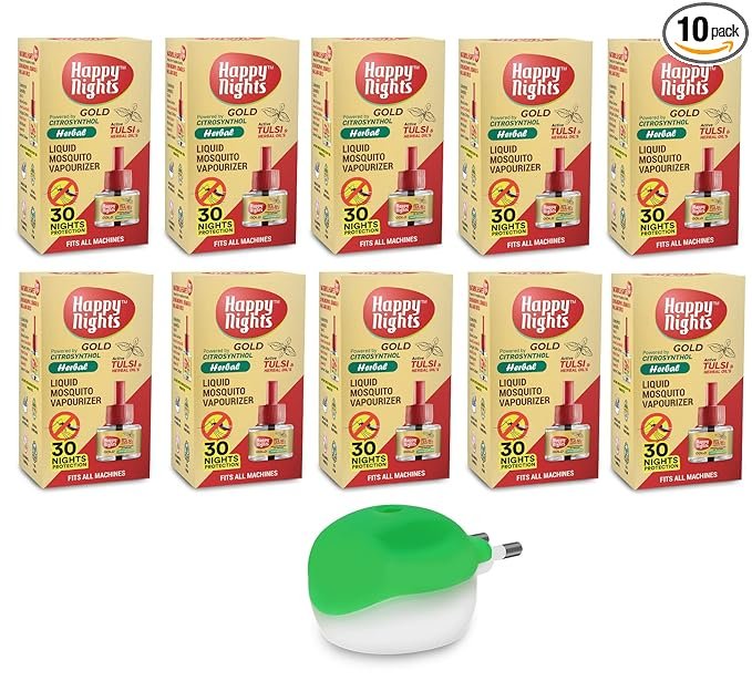 Happy Nights GOLD Tulsi and Herbal Oil Mosquito Liquid Repellent Refill (45ml)