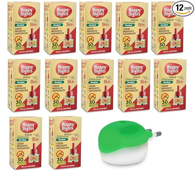 Happy Nights GOLD Tulsi and Herbal Oil Mosquito Liquid Repellent Refill (45ml)