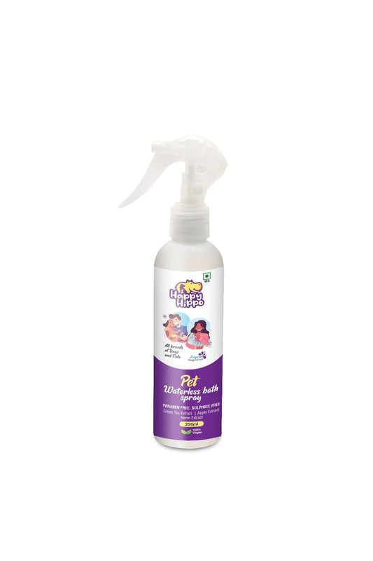 Happy Hippo Pet Waterless Bath Spray with Green Tea, Apple & Neem Extracts - 200ml
