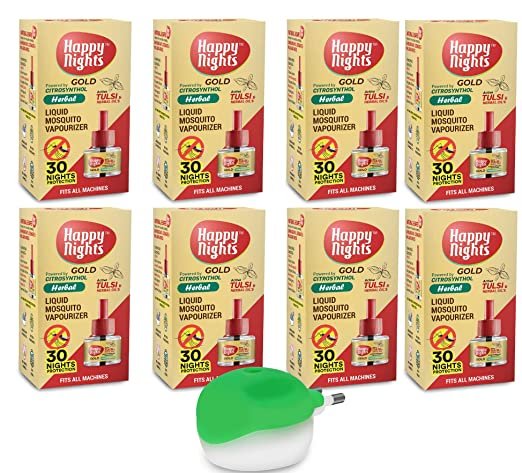 Happy Nights GOLD Tulsi and Herbal Oil Mosquito Liquid Repellent Refill (45ml)