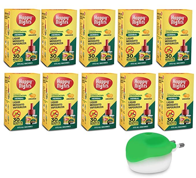 Happy Nights Orange Mosquito Liquid Vapouriser with Machine