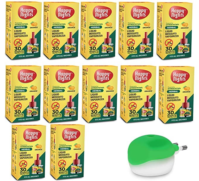 Happy Nights Orange Mosquito Liquid Vapouriser with Machine