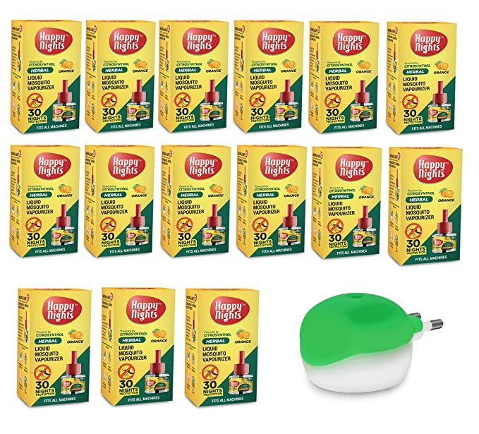 Happy Nights Orange Mosquito Liquid Vapouriser with Machine