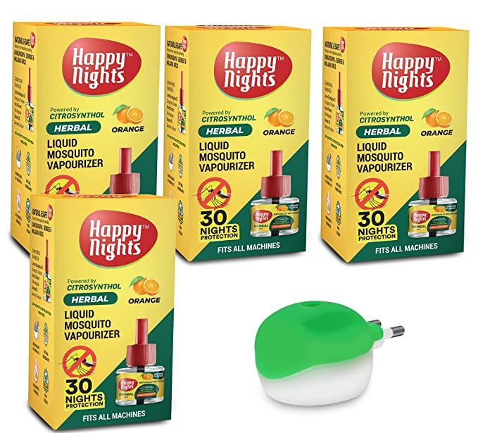 Happy Nights Orange Mosquito Liquid Vapouriser with Machine