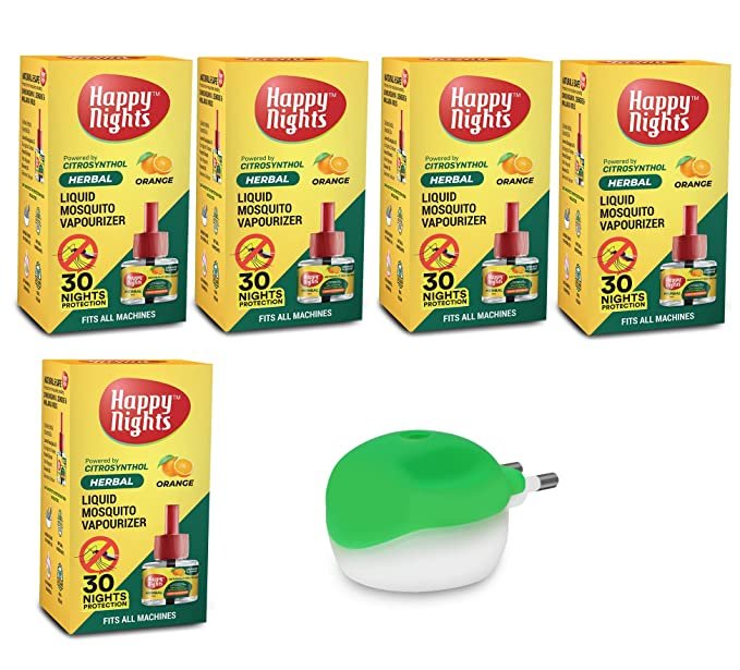 Happy Nights Orange Mosquito Liquid Vapouriser with Machine