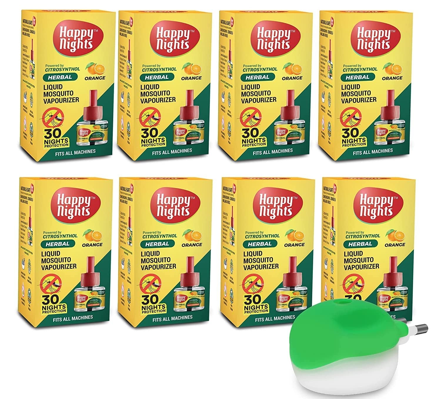 Happy Nights Orange Mosquito Liquid Vapouriser with Machine