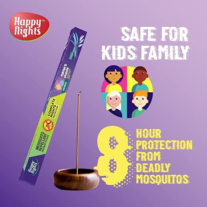 Happy Nights Mosquito Repellent Incense Sticks (50nos.) - Pack of 5 -50 Sticks