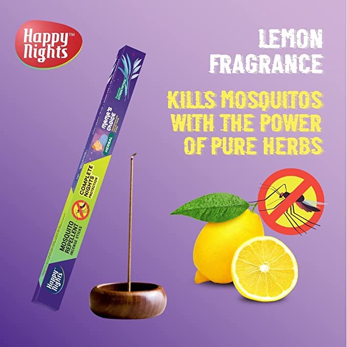 Happy Nights Mosquito Repellent Incense Sticks (50nos.) - Pack of 5 -50 Sticks