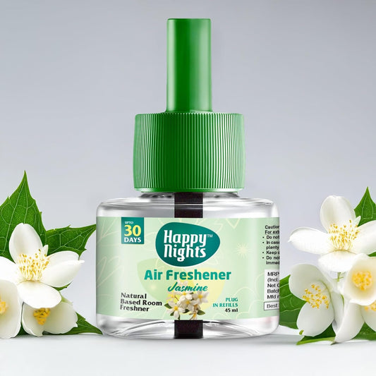 Happy Nights Plug In Room Freshener Kit | Jasmine Fragrance | Floral Air Freshener for Home
