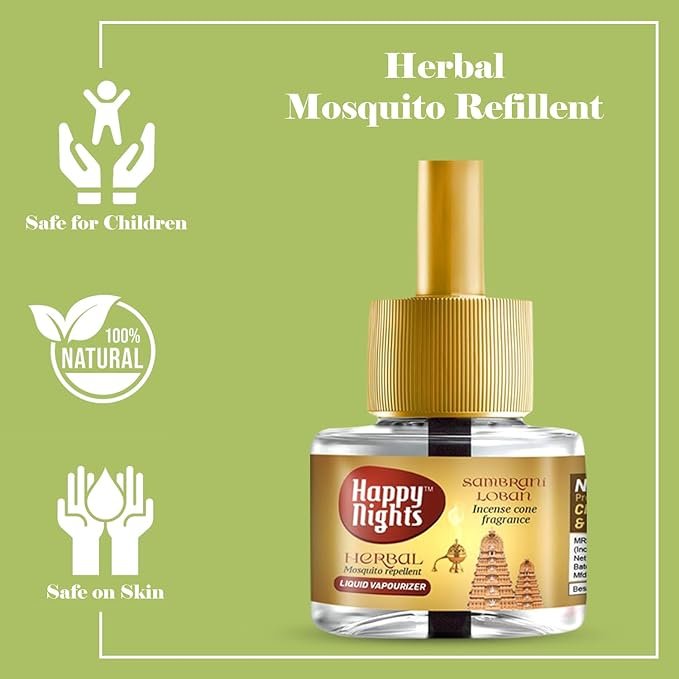 Happy Nights Sambrani Loban Mosquito Refill|Herbal Sambrani Loban Repellent