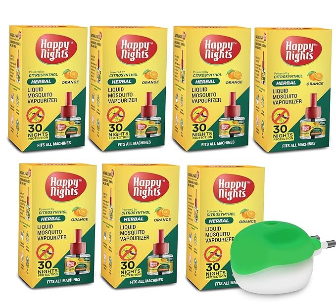 Happy Nights Orange Mosquito Liquid Vapouriser with Machine